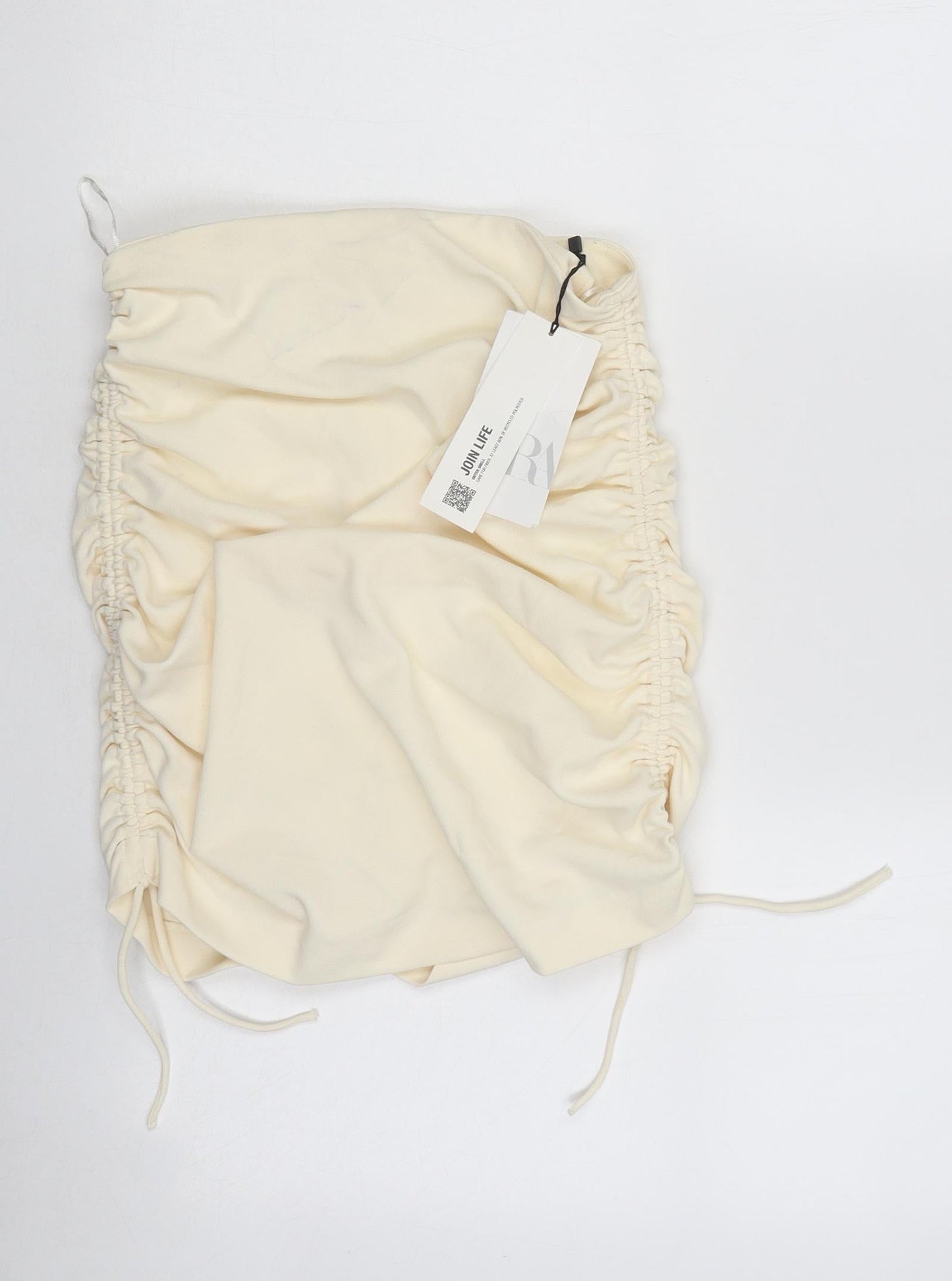 Zara Womens White Polyester Set Size S Zip - Ruched