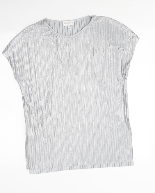 Apricot Womens Silver Polyester Basic Polo Size 8 Round Neck