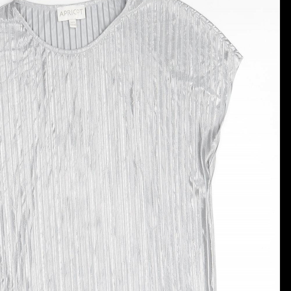 Apricot Womens Silver Polyester Basic Polo Size 8 Round Neck