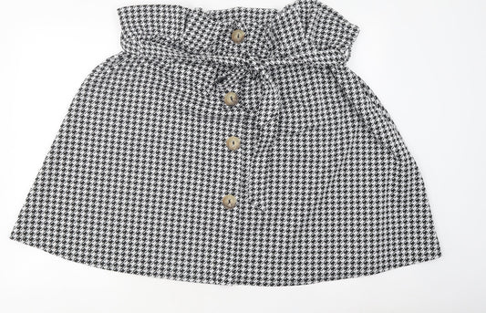 LIMITED Womens Black Check Polyester A-Line Skirt Size 26 Tie - Size 26-28