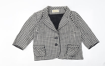 Roman Womens Black Check Jacket Size 18 Button