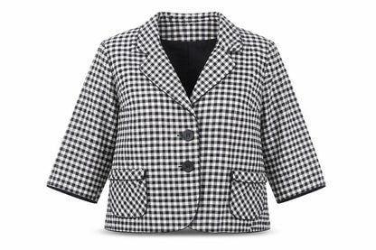 Roman Womens Black Check Jacket Size 18 Button