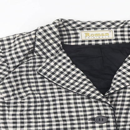Roman Womens Black Check Jacket Size 18 Button