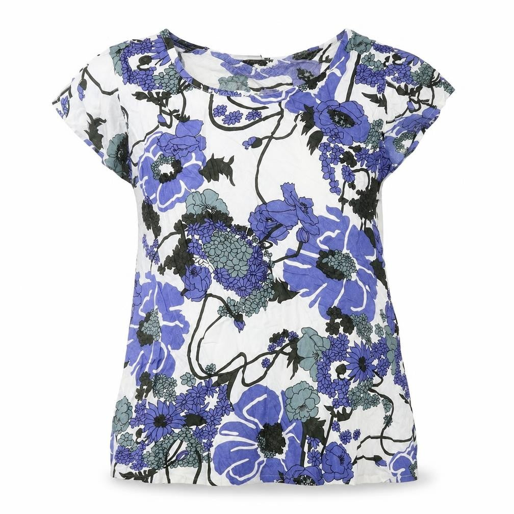 Masai Womens Multicoloured Floral Polyester Basic Polo Size S Round Neck