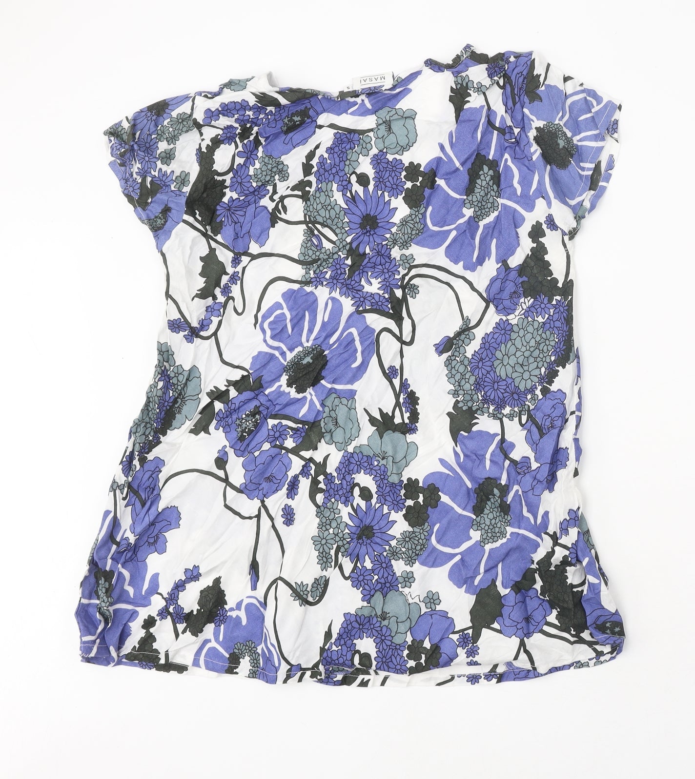 Masai Womens Multicoloured Floral Polyester Basic Polo Size S Round Neck
