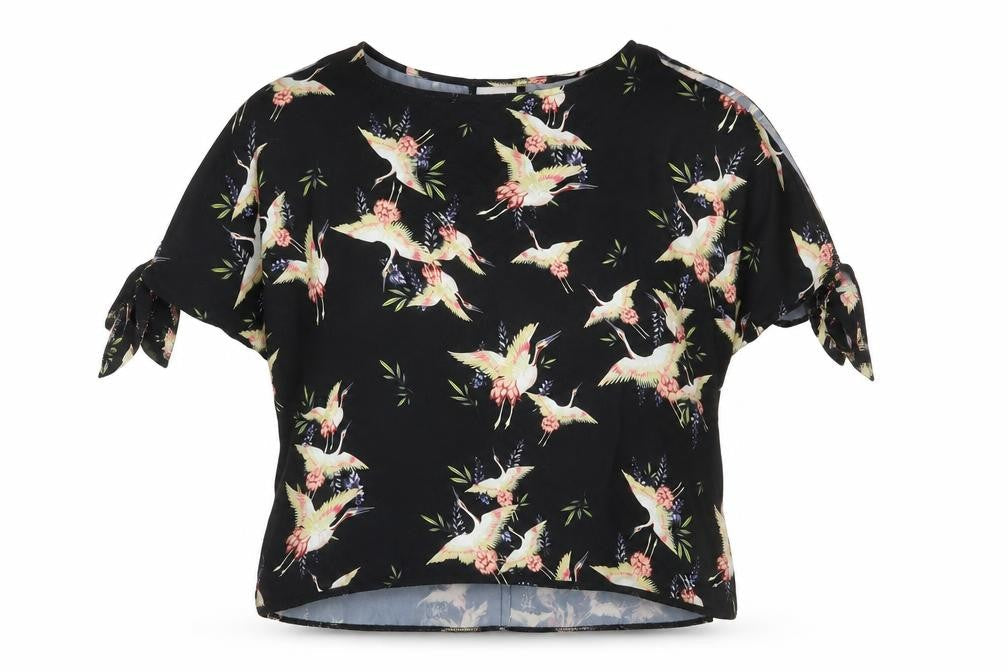 Dorothy Perkins Womens Black Geometric Polyester Basic Blouse Size 6 Round Neck