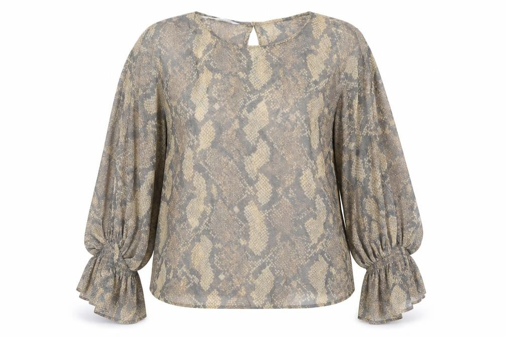 Zara Womens Brown Animal Print Cotton Basic Blouse Size M Round Neck
