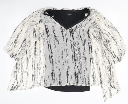 River Island Womens White Geometric Polyester Basic Blouse Size 8 Round Neck