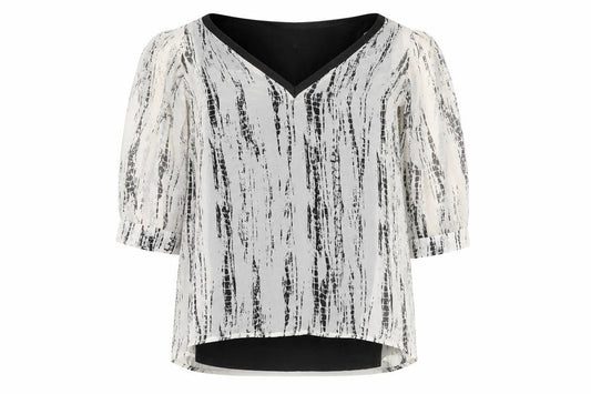River Island Womens White Geometric Polyester Basic Blouse Size 8 Round Neck