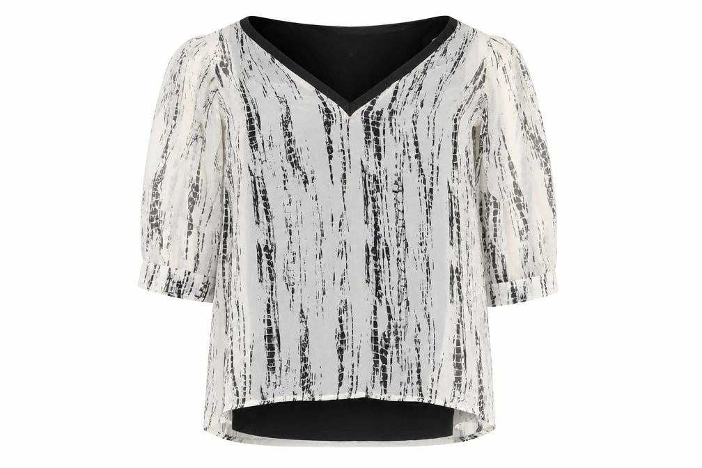 River Island Womens White Geometric Polyester Basic Blouse Size 8 Round Neck
