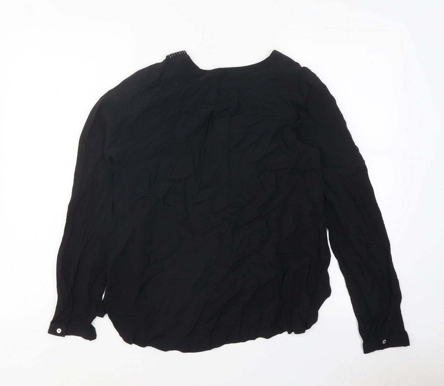 H&M Womens Black Polyester Size 4 V-Neck