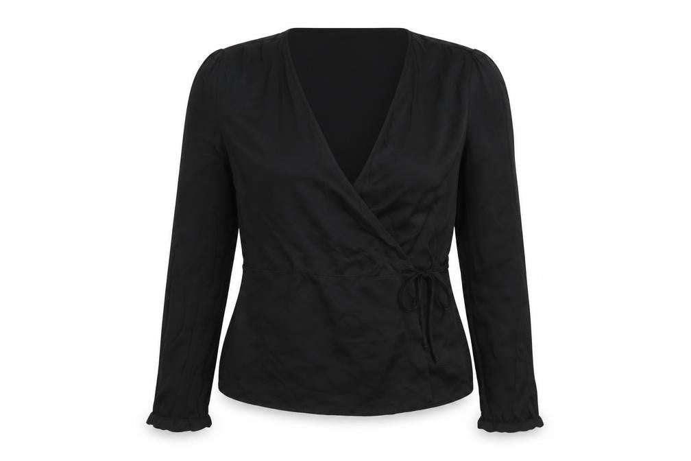 Zara Womens Black Polyester Basic Blouse Size S V-Neck