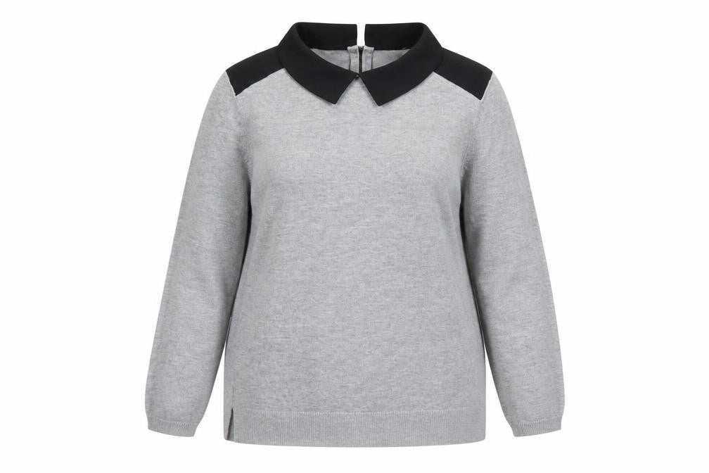 Papaya Womens Grey Collared Viscose Pullover Jumper Size 14