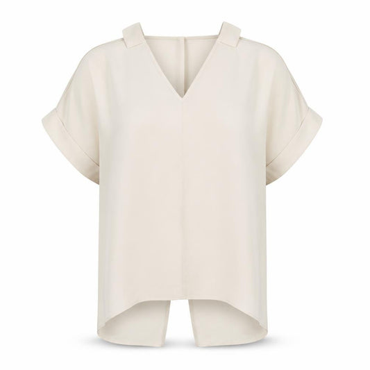 River Island Womens Beige Polyester Basic Blouse Size 12 V-Neck