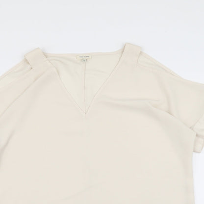 River Island Womens Beige Polyester Basic Blouse Size 12 V-Neck
