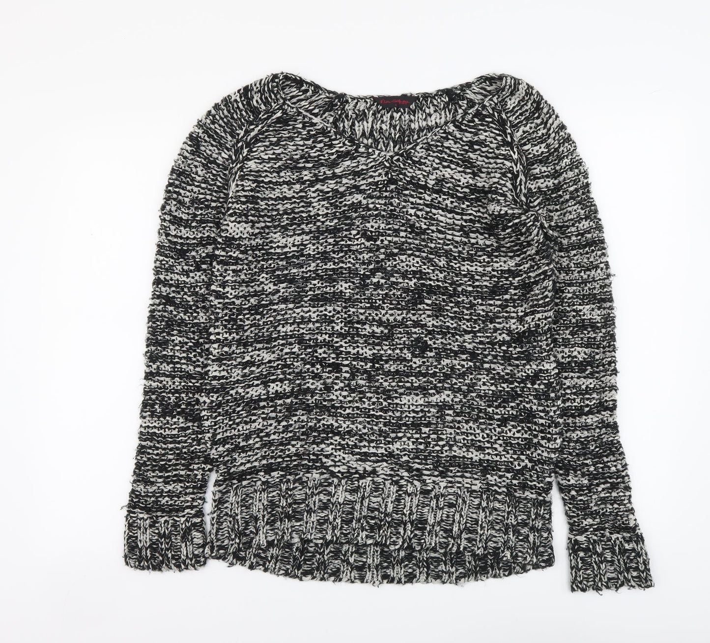 Miss Selfridge Womens Black Round Neck Acrylic Pullover Jumper Size 8
