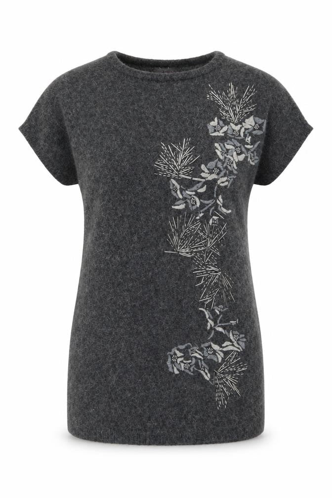 Monsoon Womens Grey Round Neck Wool Tunic Jumper Size S