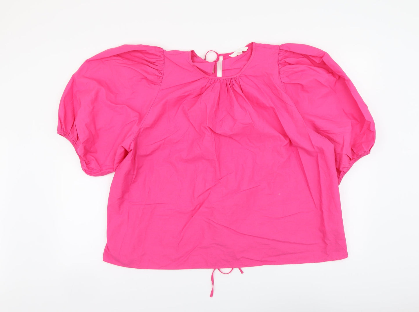 H&M Womens Pink Cotton Basic Blouse Size L Round Neck