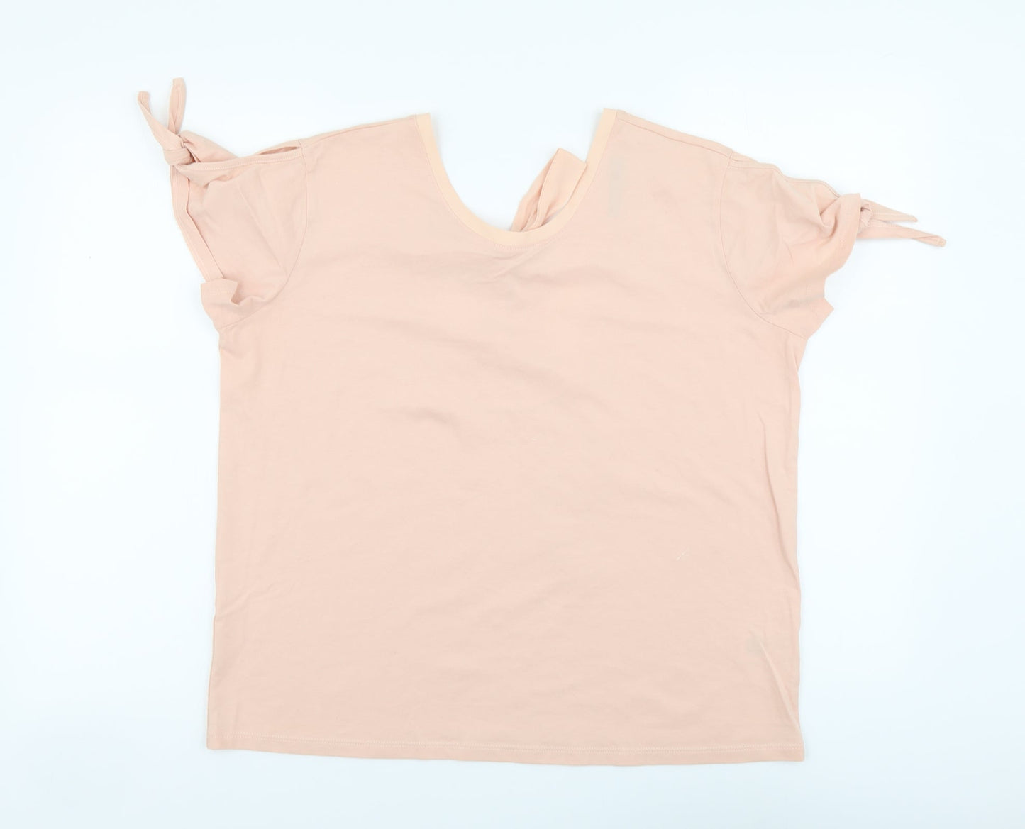 Marks and Spencer Womens Pink Cotton Basic T-Shirt Size 14 Round Neck