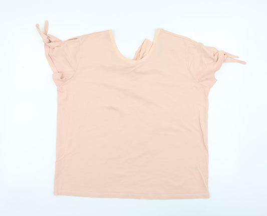 Marks and Spencer Womens Pink Cotton Basic T-Shirt Size 14 Round Neck