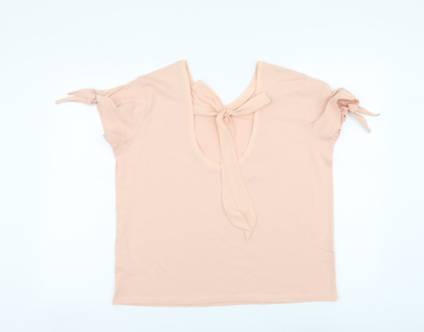 Marks and Spencer Womens Pink Cotton Basic T-Shirt Size 14 Round Neck