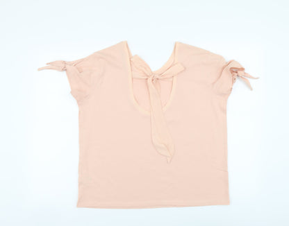 Marks & Spencer Womens Pink Cotton Basic T-Shirt Size 14 Round Neck
