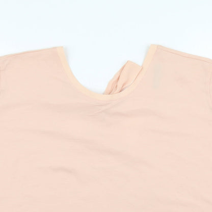 Marks & Spencer Womens Pink Cotton Basic T-Shirt Size 14 Round Neck