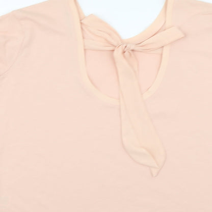 Marks & Spencer Womens Pink Cotton Basic T-Shirt Size 14 Round Neck