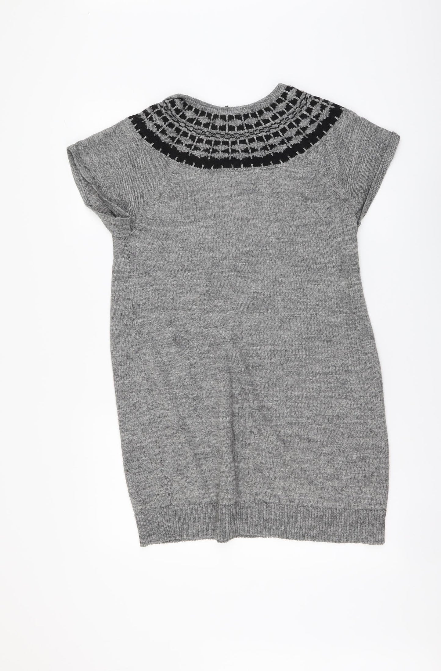 H&M Womens Grey Round Neck Acrylic Tunic Jumper Size M