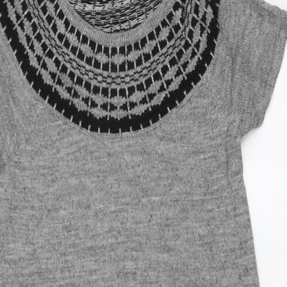 H&M Womens Grey Round Neck Acrylic Tunic Jumper Size M