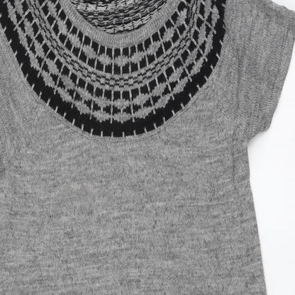 H&M Womens Grey Round Neck Acrylic Tunic Jumper Size M