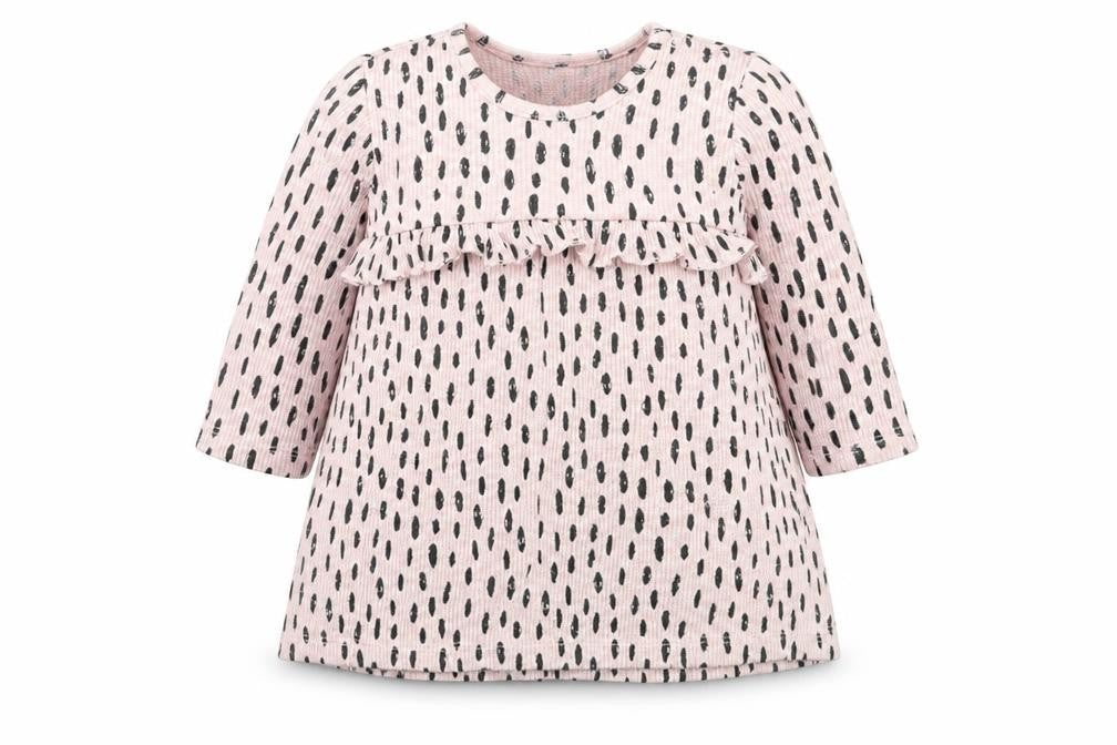 George Girls Pink Geometric Cotton A-Line Size 3-6 Months Crew Neck Button