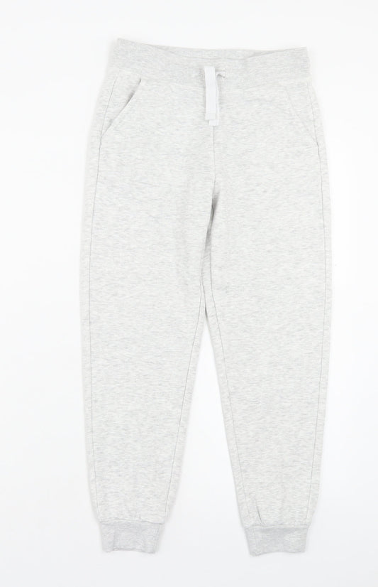 George Girls Grey Cotton Jogger Trousers Size 9-10 Years Regular Drawstring