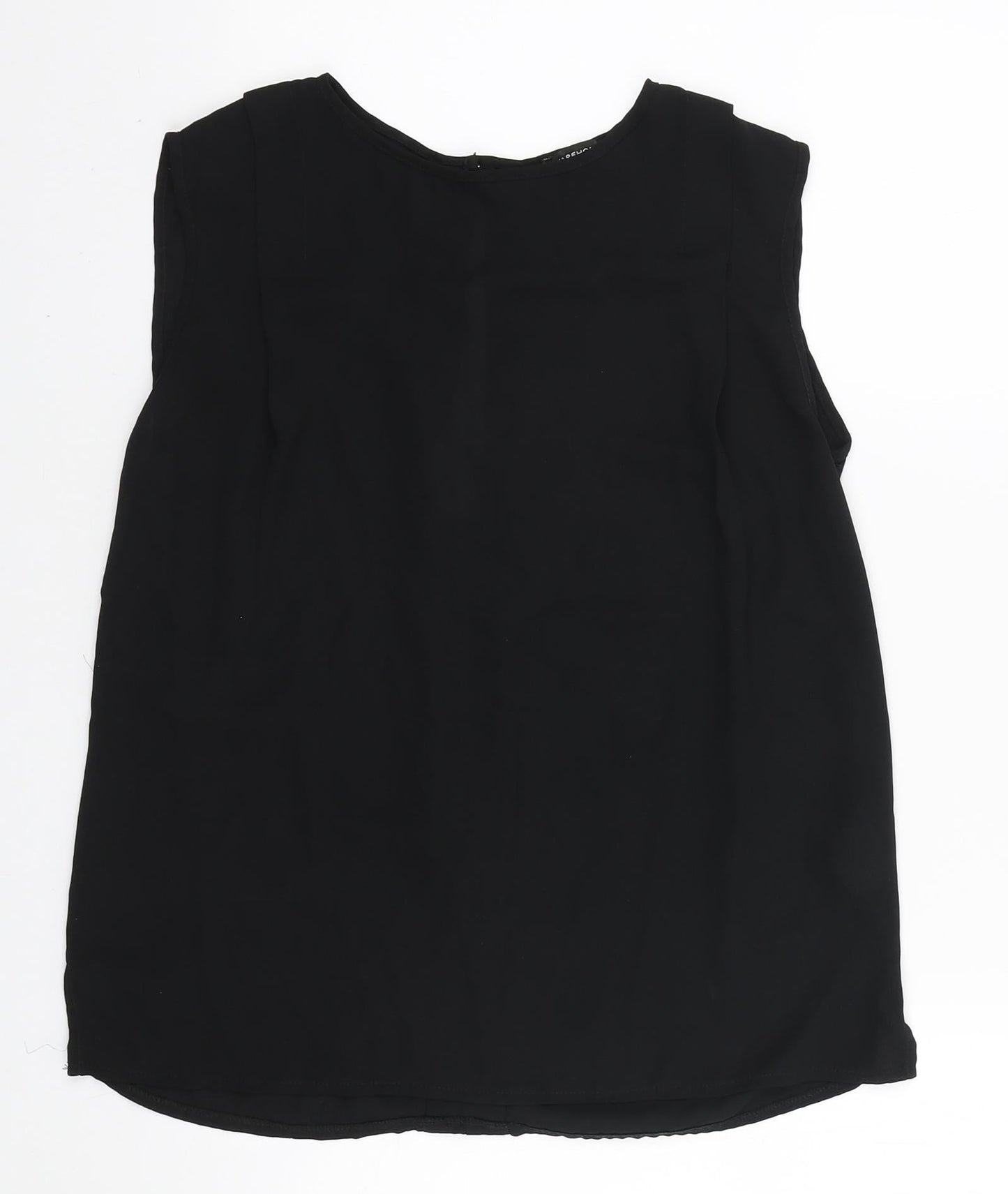 Warehouse Womens Black Polyester Basic Blouse Size 10 Round Neck