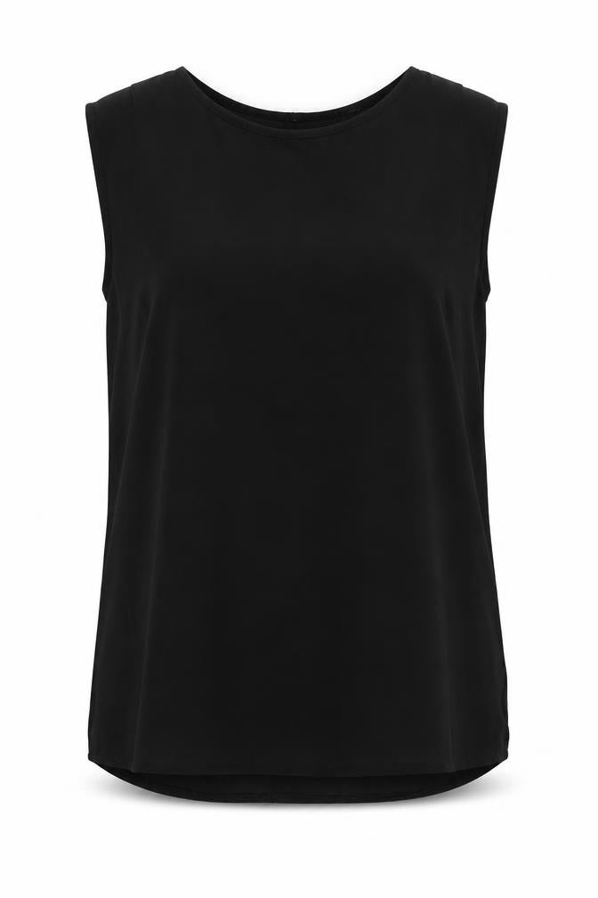 Warehouse Womens Black Polyester Basic Blouse Size 10 Round Neck