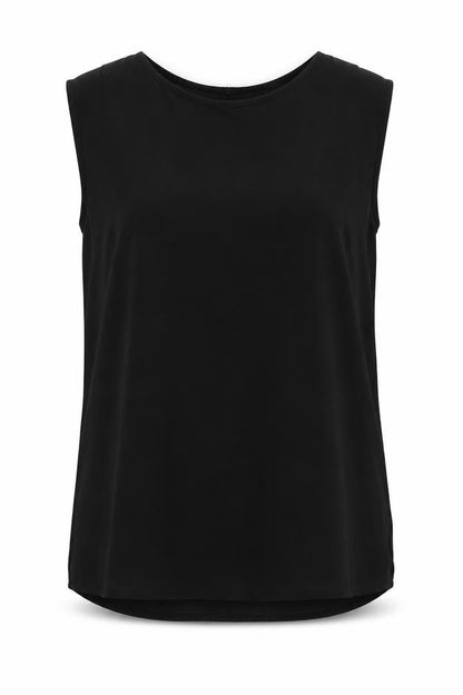 Warehouse Womens Black Polyester Basic Blouse Size 10 Round Neck