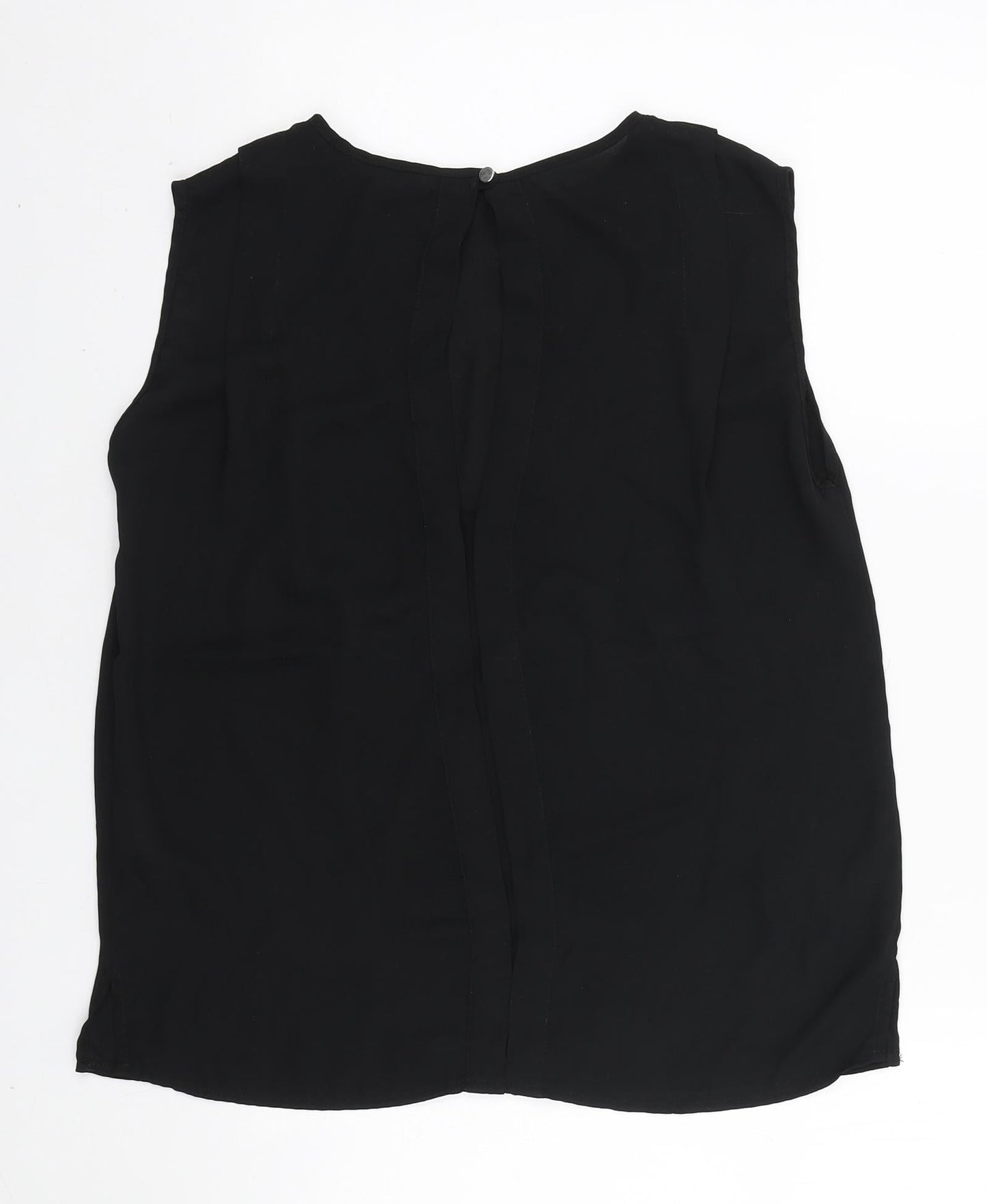 Warehouse Womens Black Polyester Basic Blouse Size 10 Round Neck