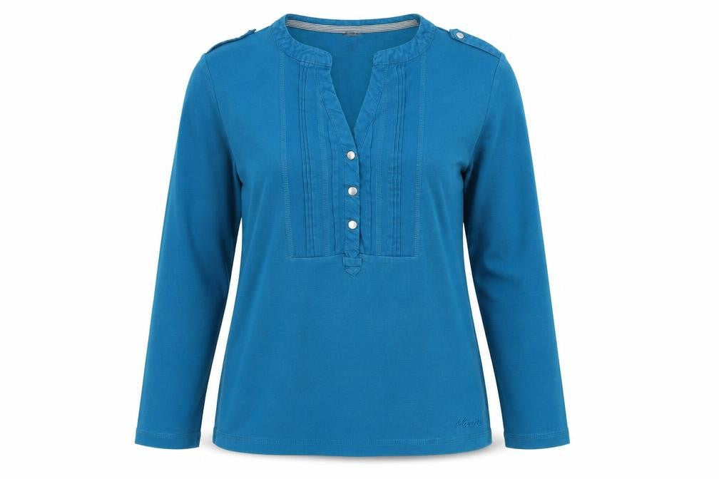 Debenhams Womens Blue Cotton Pullover Sweatshirt Size 10 Button