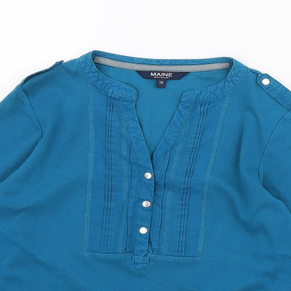 Debenhams Womens Blue Cotton Pullover Sweatshirt Size 10 Button