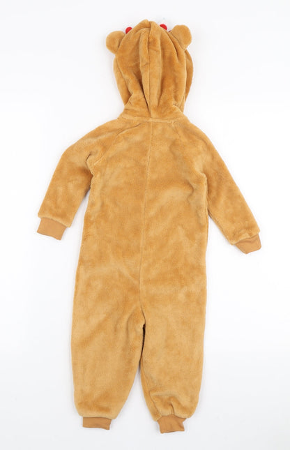 Preloved George Girls Brown Solid Polyester Robe One Piece Size 12-18 Months Zip - Blush Pudsey - Back