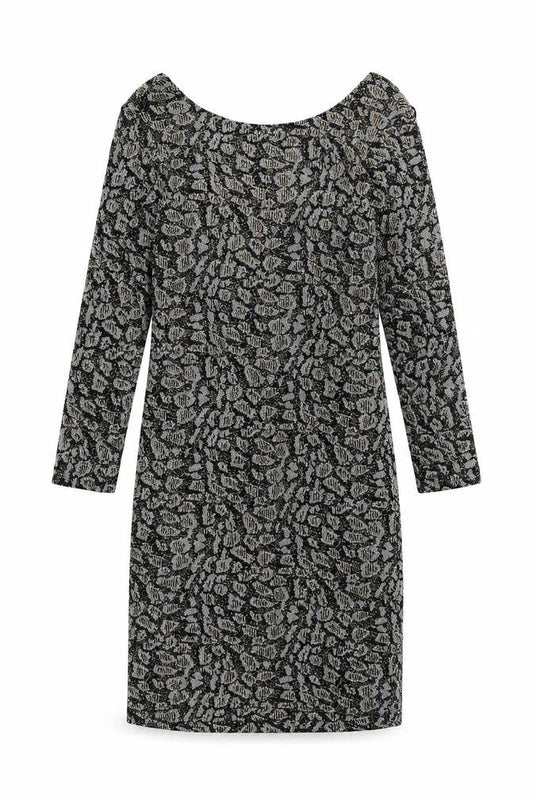 Topshop Womens Black Animal Print Nylon Bodycon Size 10 Boat Neck Pullover - Scoop Back
