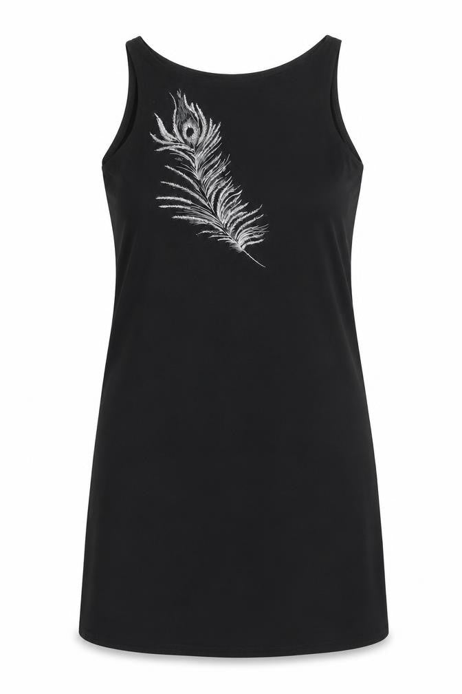 Etam Womens Black Polyester Mini Size 10 Round Neck Pullover - Embroidered Fern