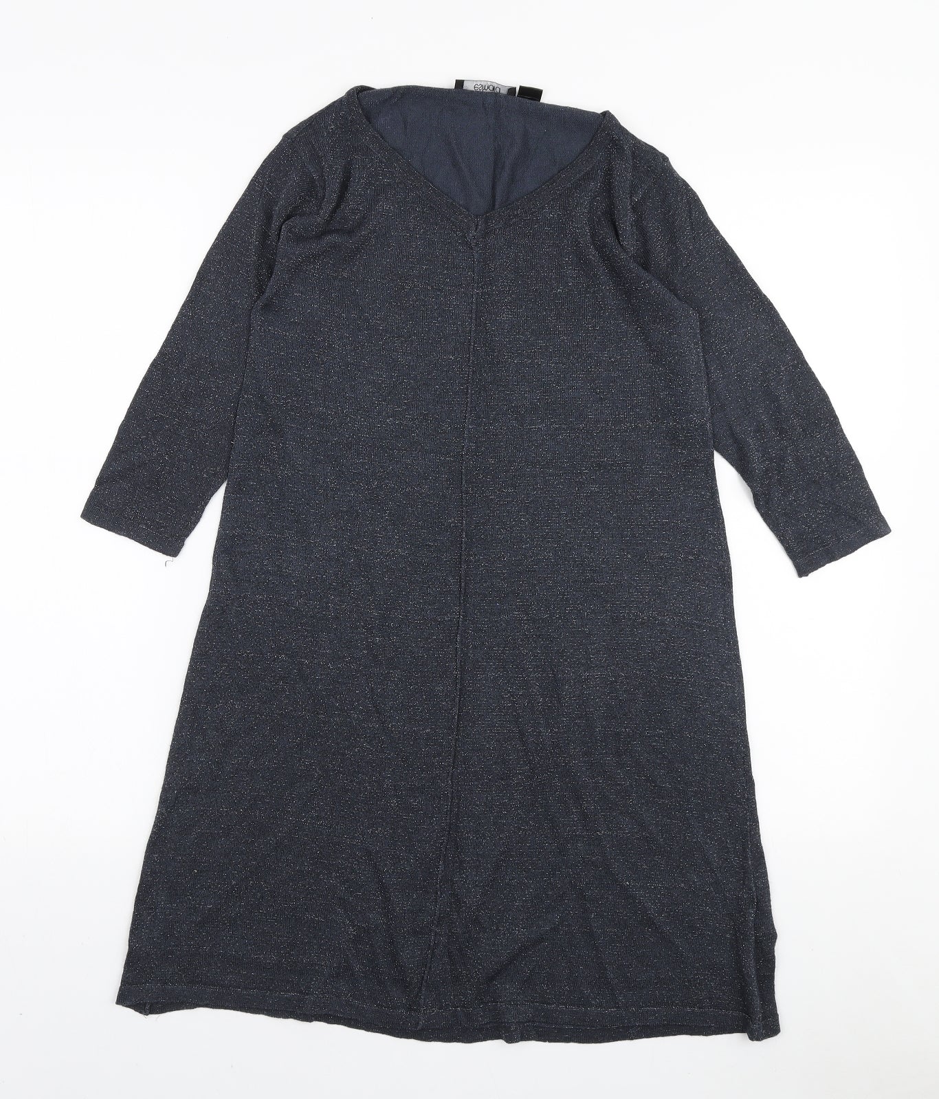 ESMARA Womens Blue Viscose Jumper Dress Size 10 V-Neck Pullover