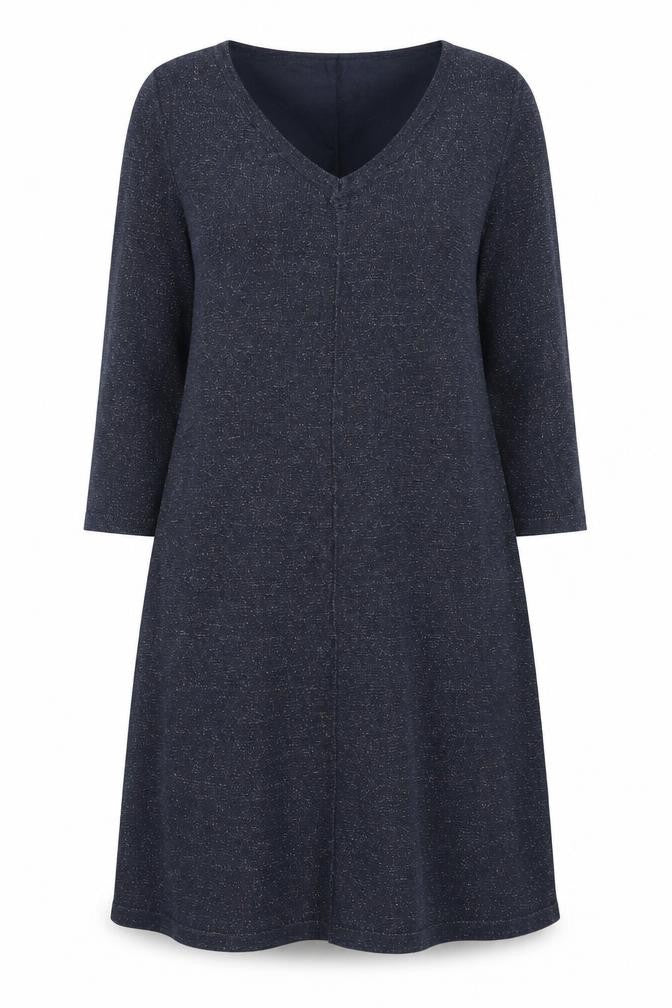 ESMARA Womens Blue Viscose Jumper Dress Size 10 V-Neck Pullover