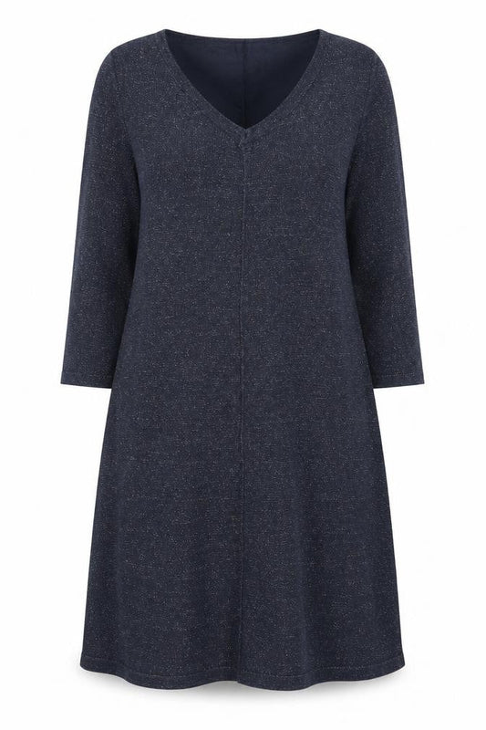 ESMARA Womens Blue Viscose Jumper Dress Size 10 V-Neck Pullover