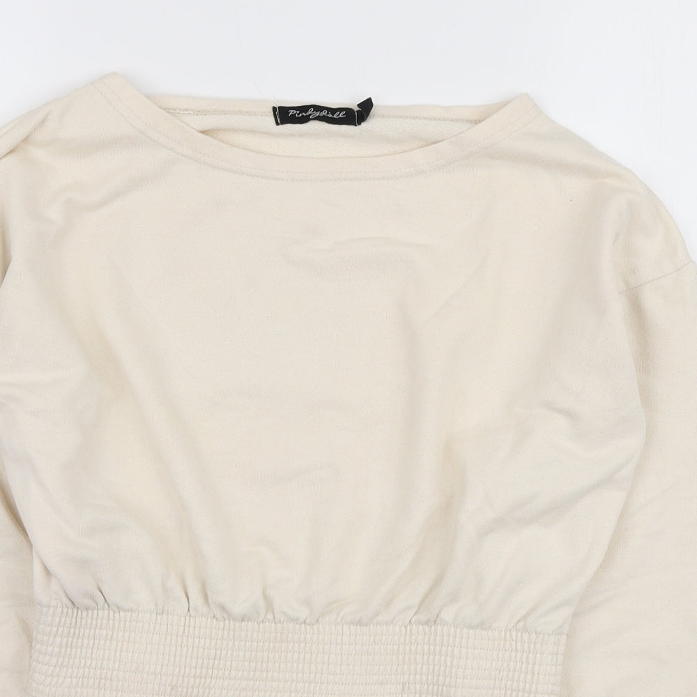 PindyDoll Womens Ivory Polyester Pullover Sweatshirt Size 10 Pullover