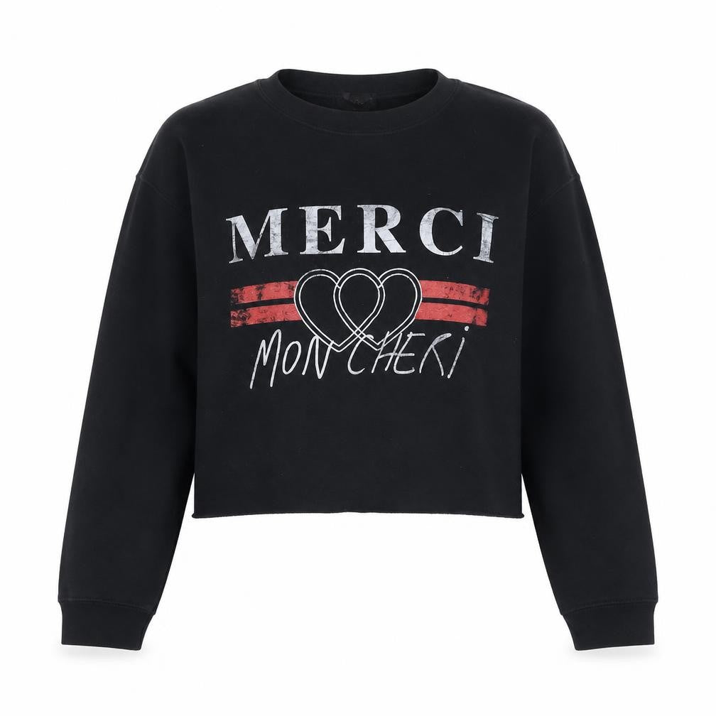 Topshop Womens Black Cotton Pullover Sweatshirt Size S Pullover - Merci Mon Cheri