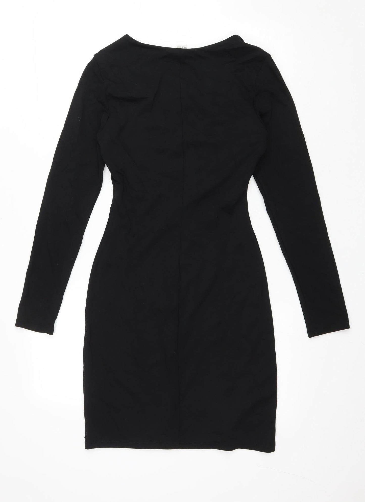 H&M Womens Black Polyester Bodycon Size 6 V-Neck Pullover