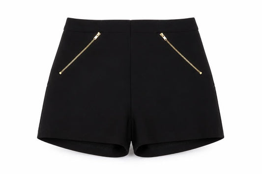 Lost Society Womens Black Polyester Hot Pants Shorts Size 10 L3 in Regular Zip