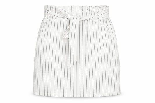 New Look Womens White Striped Polyester A-Line Skirt Size 6 Drawstring - Belted